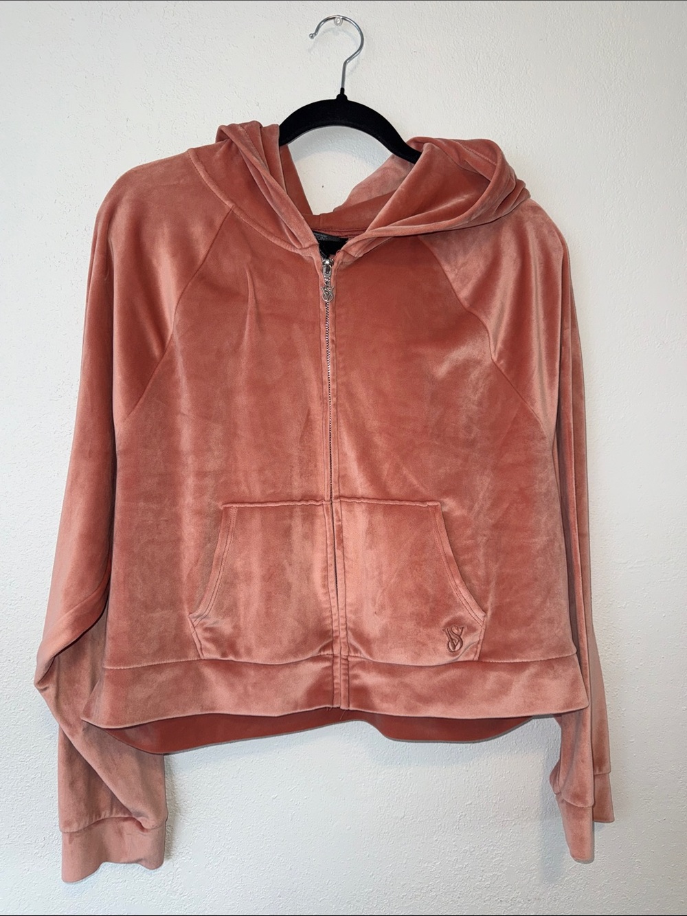 Victoria's Secret Set Velour Zip Hoodie in Dusty Rose Pink with matching pants
